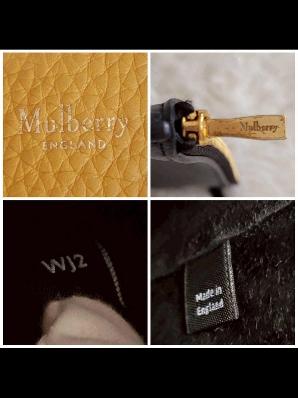 Mulberry Yellow, Black & Cream Pebbled Leather Drawstring Tote with Pouch - Picture 11 of 12